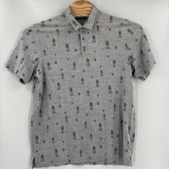 Travis Mathews Men's XL Gray Pineapple Patterned Short Sleeve Golf Polo Shirt - Picture 5 of 6